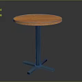 Stylish Round Orange Table With Blue Cross Base And Smooth Wooden Top