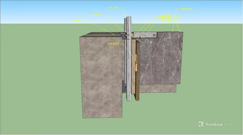 Detailed Building Component Structure With Wall Door Frame Insulation Layer And Seal Strip 3d model