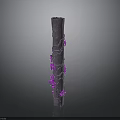 Elegant Gray Decorative Pillar With Purple Vines And Flowers Wrapped Around