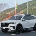 White SUV Car With Black Wheels Front Face Design On Mountain Road 3d model