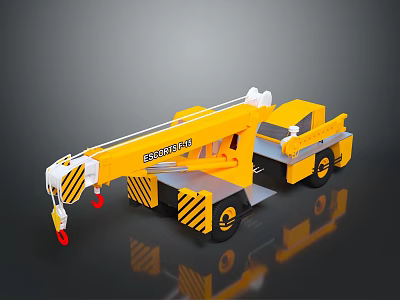 FENGSHUN Yellow Mobile Truck Crane With Extendable Boom And Red Hook Equipment 3d model