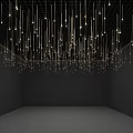 Modern Minimalist Chandelier With Slender Hanging Rods And Small Bulbs In Empty Room