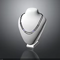 Elegant Decorative Necklace With Black Chain Blue Beads On White Display Stand