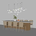 Modern Dining Table and Chair Combination Dining Table Combination Dining Table Chandelier Dining Table and Chair Dining Table Decoration 3d model