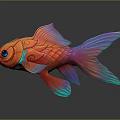 Colorful Goldfish With Vibrant Gradient Fins Orange Pink Blue Hues Big Eyes And Intricate Patterns