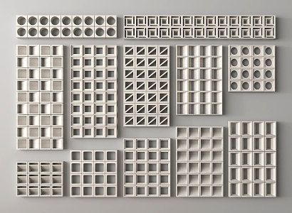 Modern cement brick partition 3d model