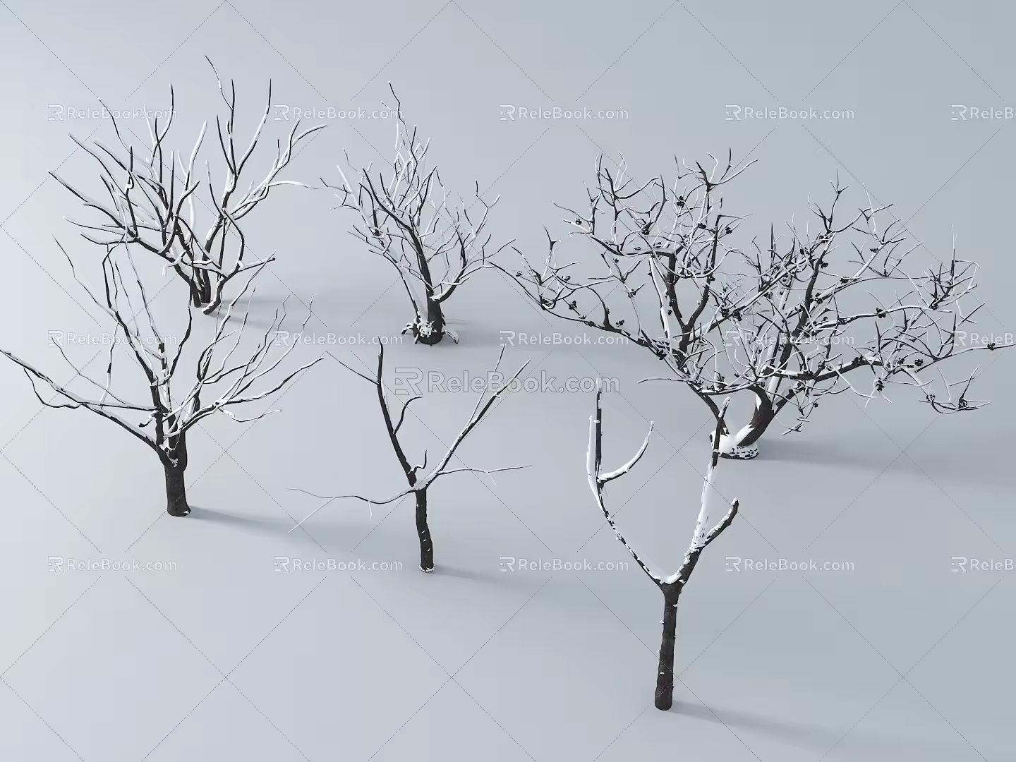 Dead branches Snow modeling trees Dead trees Winter trees Snow trees Snow trees Snow plants Snow trees 3d model