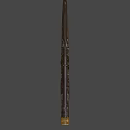 Ornamented Brown Carved Handle And Shiny Silver Blade With Gold Top