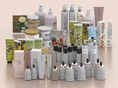 Variety Of Perfume And Cosmetics Products 3d model