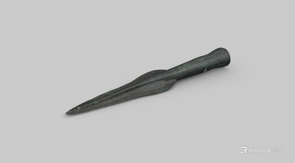 Ancient Bronze Spearhead Historical Weapon With Sharp Metal Blade And Pointed Tip 3d model
