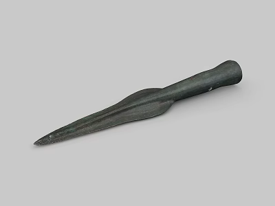 Ancient Bronze Spearhead Historical Weapon With Sharp Metal Blade And Pointed Tip 3d model