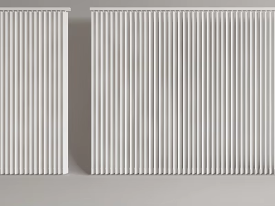 Modern White Vertical Striped Curtains For Home Interior Window Design 3d model