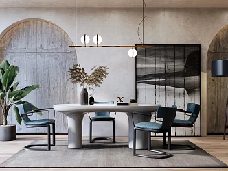 Modern Dining Table and Chair Combination 3d model