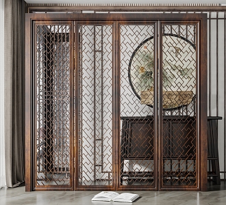 New Chinese-style sliding door 3d model