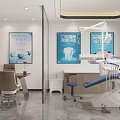 Modern Dental Clinic Interior With Dental Chair Equipment And Oral Health Posters