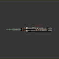 Weathered Tactical Rifle With Teal Wooden Grip Orange Barrel And Black Tactical Scope