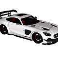 White Mercedes Sports Car With Black Spoiler Aerodynamic Design And Red Interior