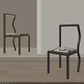 Elegant Curved Metal Frame Dining Chairs With Patterned Fabric Cushions For Modern Luxury Home Decor