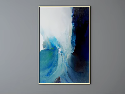 Abstract Painting Featuring Fluid Blue White Black Hues And Modern Artistic Texture 3d model
