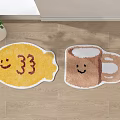 Adorable Fish Shaped Yellow And Mug Shaped Brown Rugs With Smiley Faces And 33 Motifs