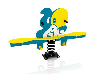 Blue And Yellow Cartoon Bird Shaped Spring Rider Playground Equipment for Kids 3d model