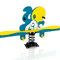Blue And Yellow Cartoon Bird Shaped Spring Rider Playground Equipment for Kids