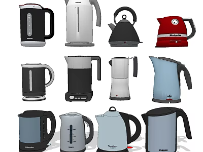 Stylish Modern Electric Kettles for Daily Use with Various Colors and Designs 3d model