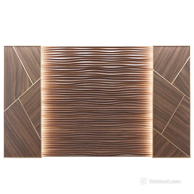 Modern Decorative Wall Panels With Wavy Texture And Geometric Wood Patterns 3d model 