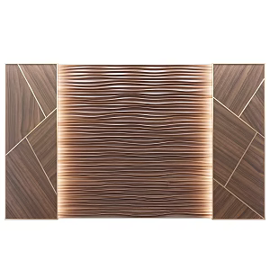 Wooden wavy background wall 3d model