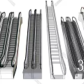 Different Types of Elevator 3D Models Including Escalators and Staircases
