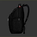 Black Backpack With Red Accent Design Multiple Pockets Zipper Closure Fashionable Casual Wear Accessory