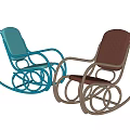 Teal and Brown Rocking Leisure Chairs with Metal Frame and Modern Design