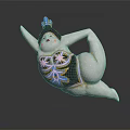 Elegant Decorative Furniture Sculpture Featuring Female Figure With Colorful Patterns And Blue Headdress