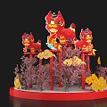 Chinese Style Beautiful Chen Beautiful Chen Lion Dance Traditional New Year Custom Beautiful Chen Decoration Guangfu Temple Fair 3d model