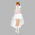 Woman Wearing White Lace Dress With Pink Corset And White Boots Standing Gracefully