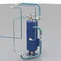 Industrial Equipment Featuring Blue Cylindrical Tank With Pipes Valves And Support Base