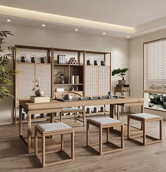 New Chinese Tea Room Tea Room Tea Table and Chair 3d model