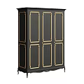 Elegant Black Wardrobe With Golden Lines And Multiple Doors On Legs