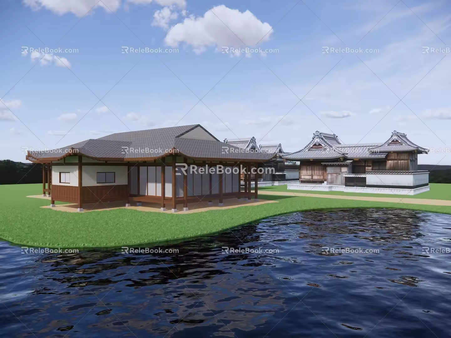 Japanese-style ancient architecture 3d model