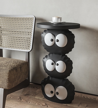 Modern coal ball side table cartoon side table corner table medieval side table tea table rattan chair coffee cup 3d model