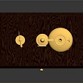 Golden Microscope Model On Brown Base With Drawer And Small Tool