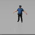 Cartoon Police Officer In Blue Uniform With Cap And Sunglasses Standing