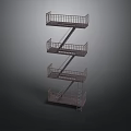 Staircase Structure Design With Multiple Levels Platforms And Metal Railings