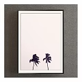 Modern Plant Painting With Two Palm Tree Silhouettes On Light Background In White Frame