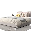 Comfortable Double Bed with Curved Headboard Sunflower Plush Teddy Bear and Soft Pillows