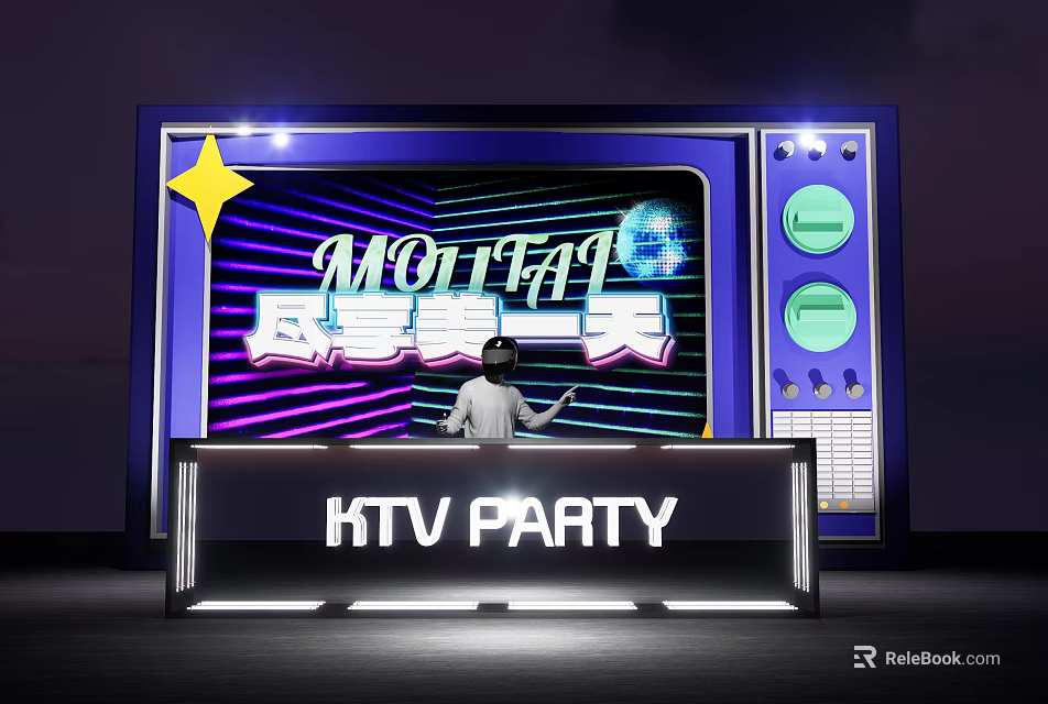 MOTTAI KTV Party Photo Spot with Neon Lights to Share Good Times Together 3d model 