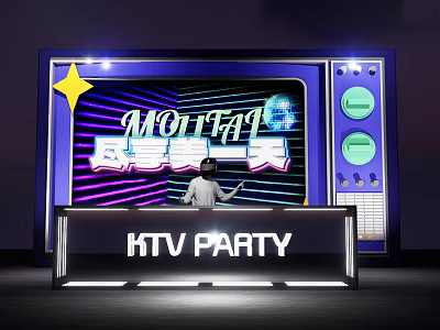 MOTTAI KTV Party Photo Spot with Neon Lights to Share Good Times Together 3d model