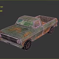 Vintage Rusty Green Truck With Orange Patina And Open Cargo Bed
