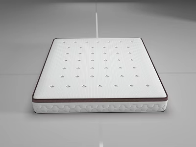 Modern Comfortable Mattress With White Dotted Surface And Brown Edge Design 3d model