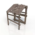 Rustic Vintage Wooden Small Table With Plank Top And Simple Structure